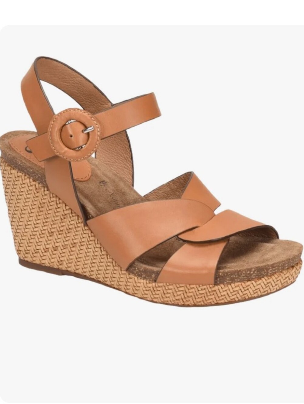 Sofft Women's Casidy Tan Wedge Sandals with Buckle